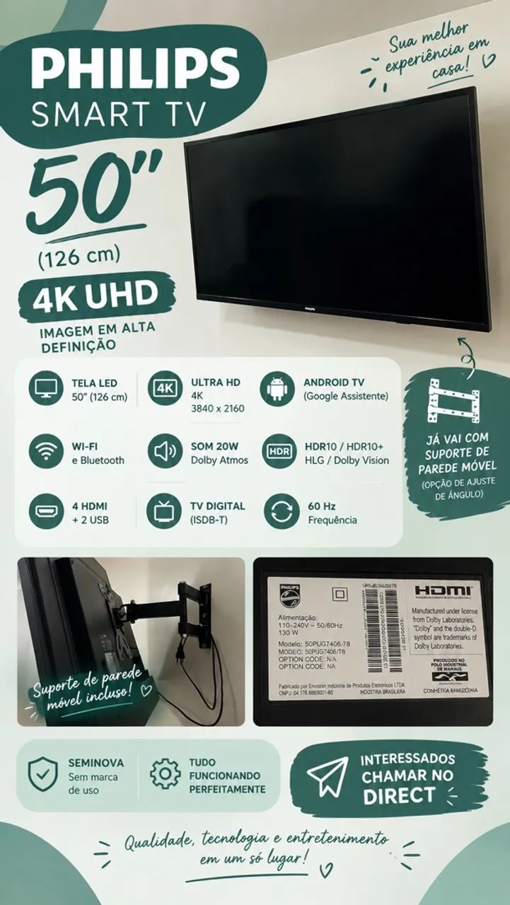 TV 50 polegadas completa 