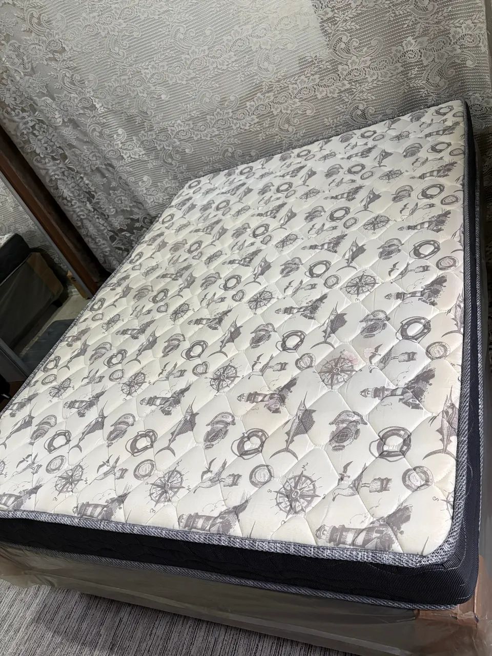 Cama de casal com box em suede  - Foto 2