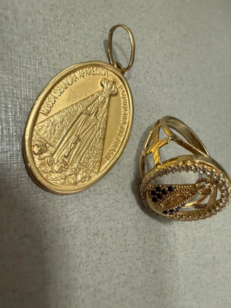 Pingente e Anel Nossa Senhora de ouro 18k procedência garantia eterna - Foto 2