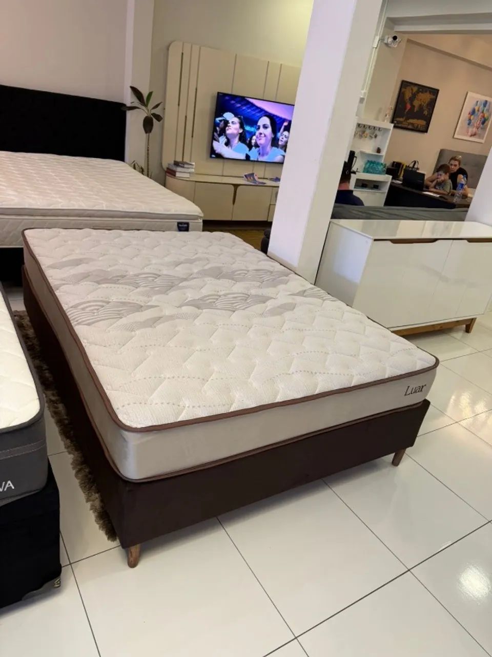 Cama de Casal LUAR NOVA BASE + COLCHÃO - Entrego! 
