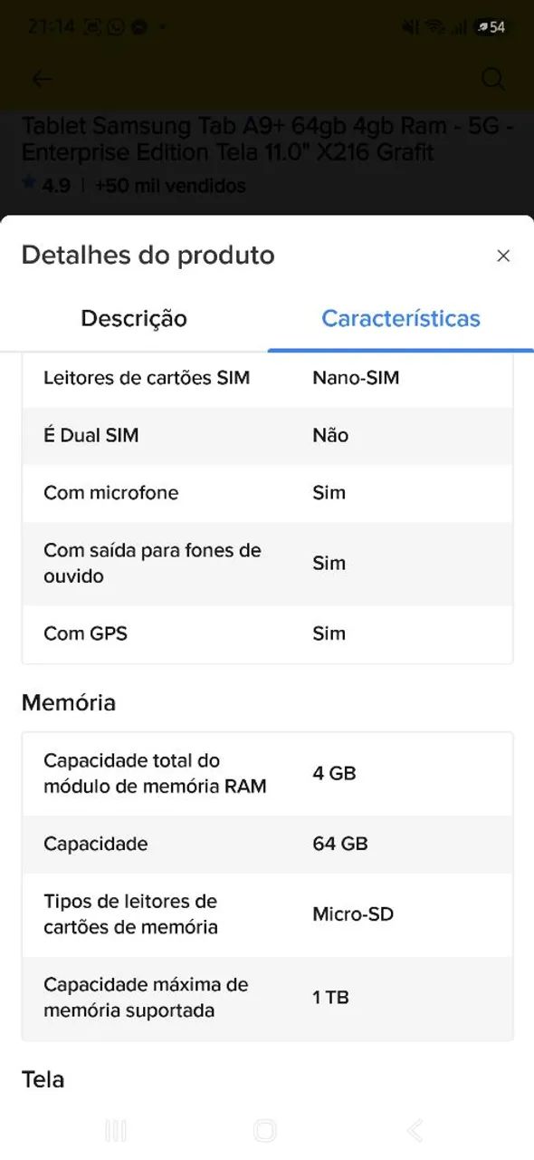 Tablet samsung A9 tela 11" SEM USO - Foto 5
