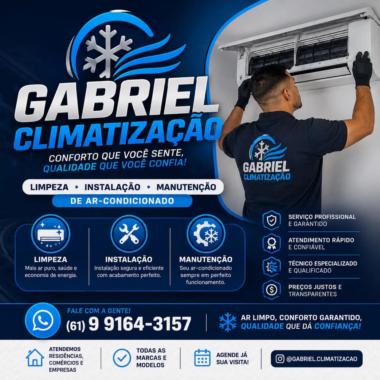 Limpeza e instalação de ar-condicionado 