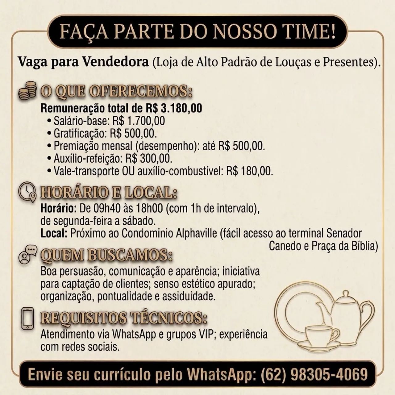 Contrata-se Vendedora