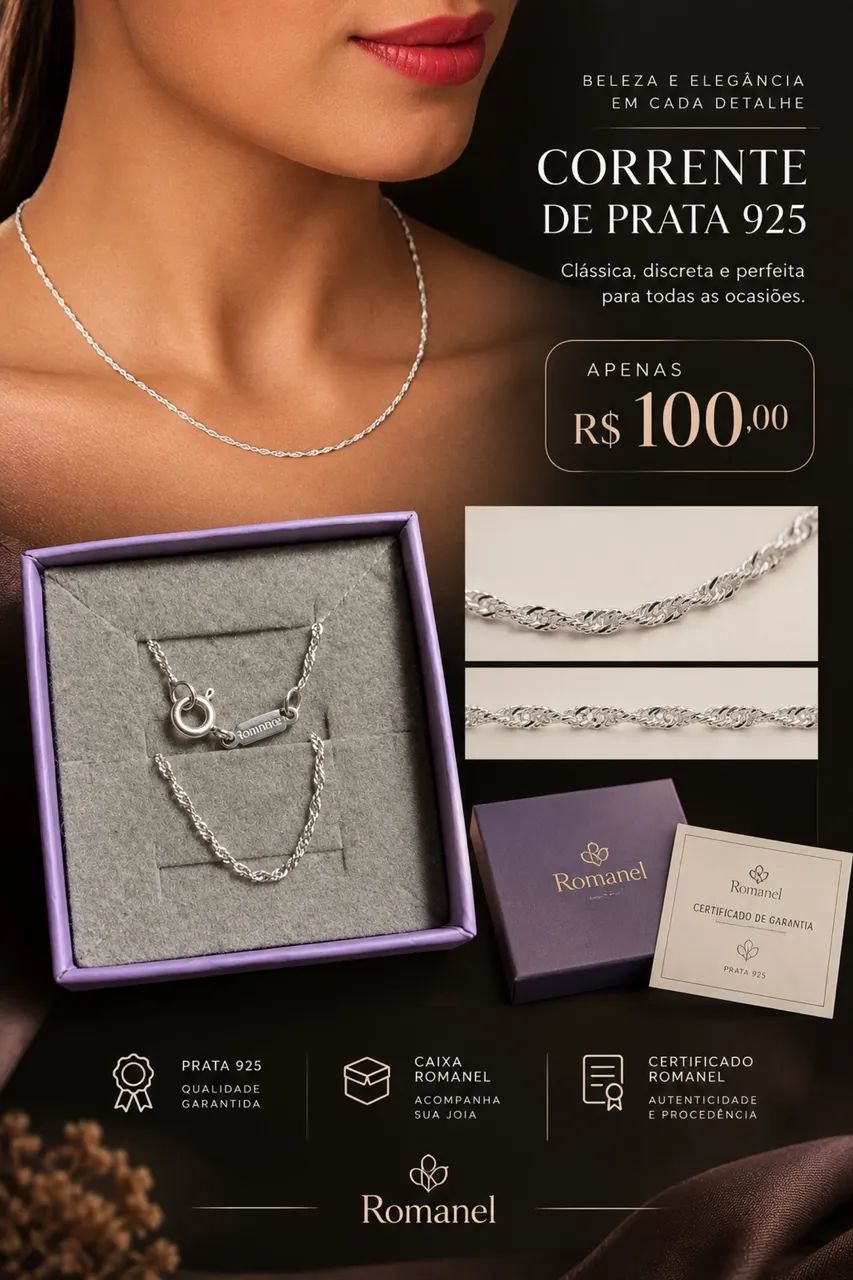 Colar de prata 925 Romanel - Foto 4