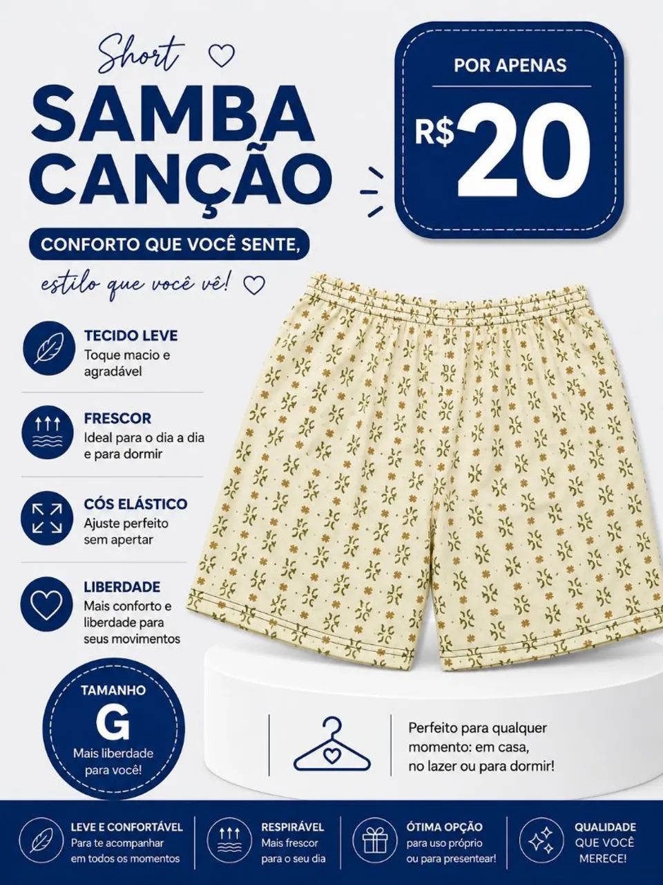 Short samba canção  - Foto 3
