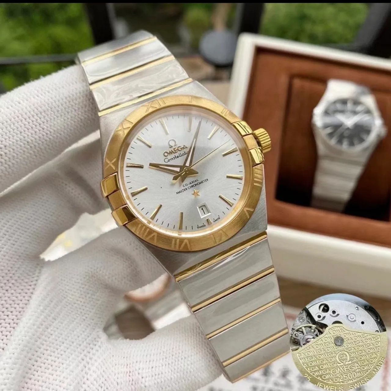 Relógio omega constelation aço e ouro automático novo