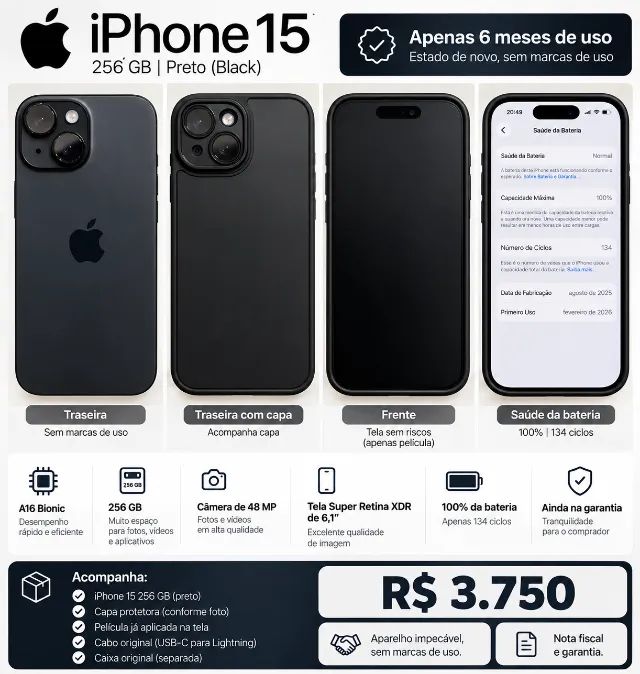 Vende-se Iphone 15 256GB