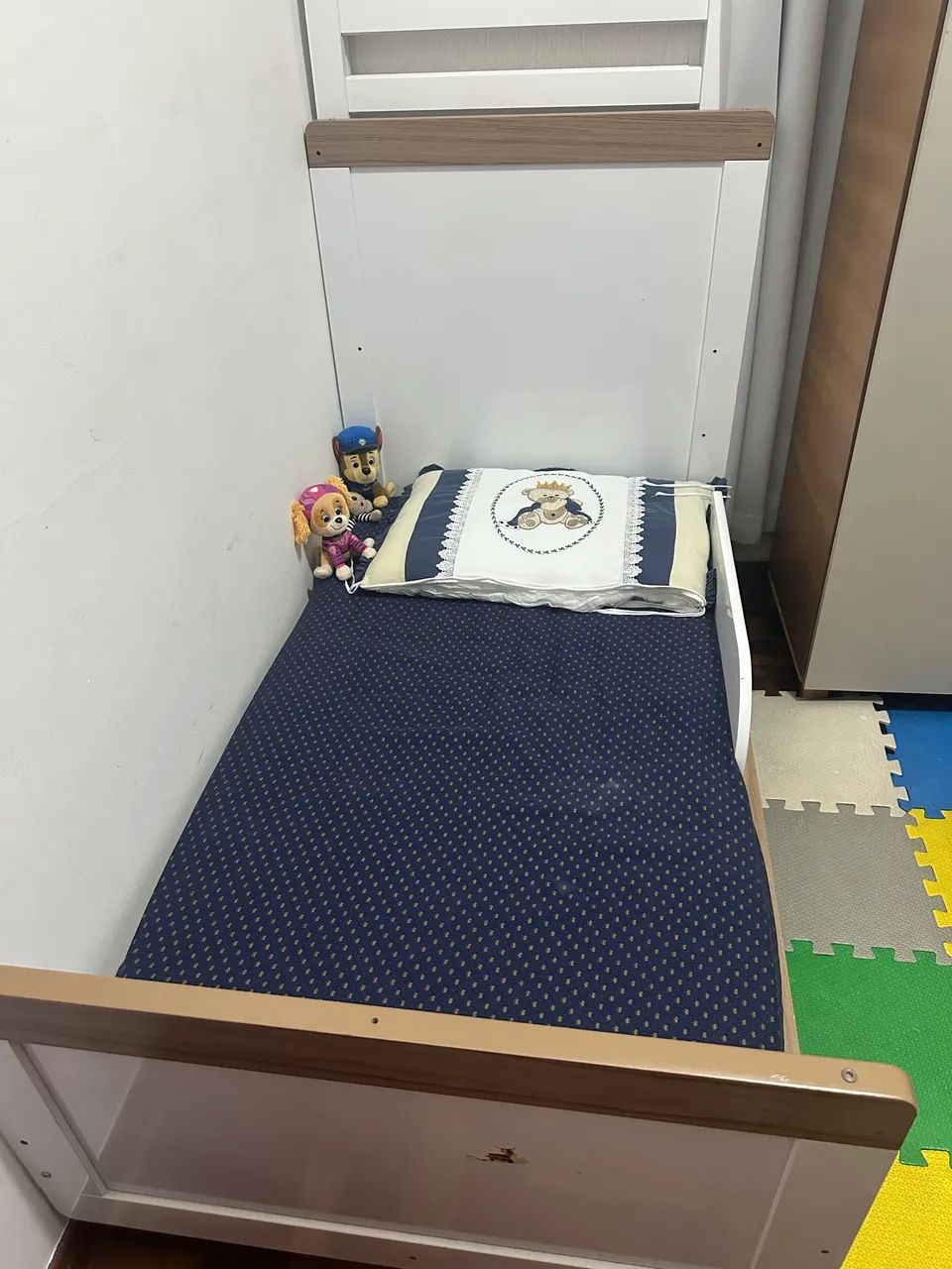 Berço + cômoda + Guarda-roupa infantil retrô branco - Foto 3