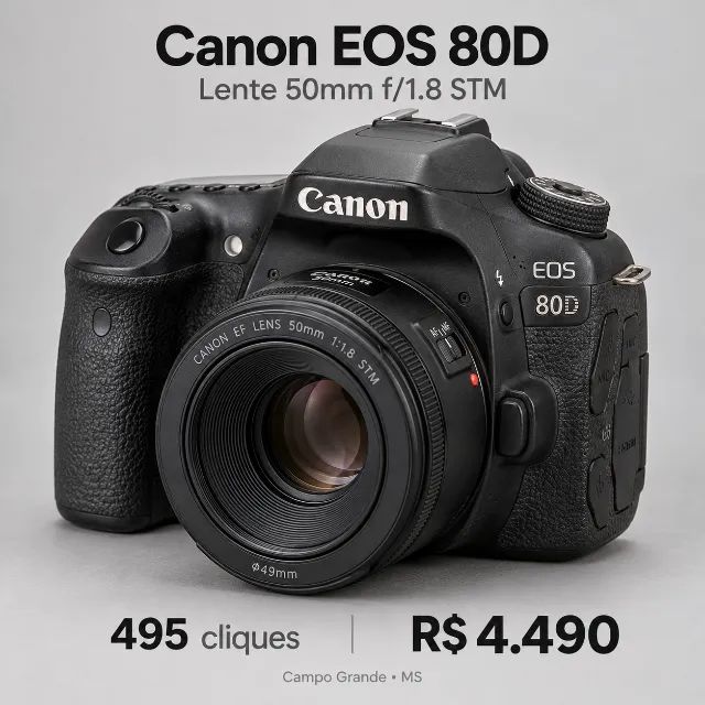 CANON 80D + LENTE 50mm STM ? APENAS 495 CLIQUES - Câmeras e