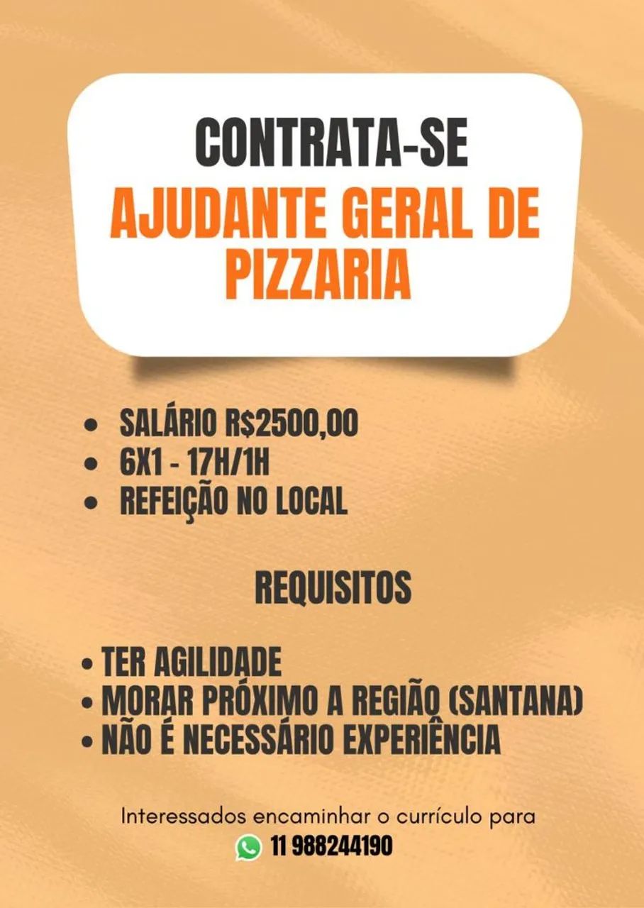 VAGA AJUDANTE DE COZINHA