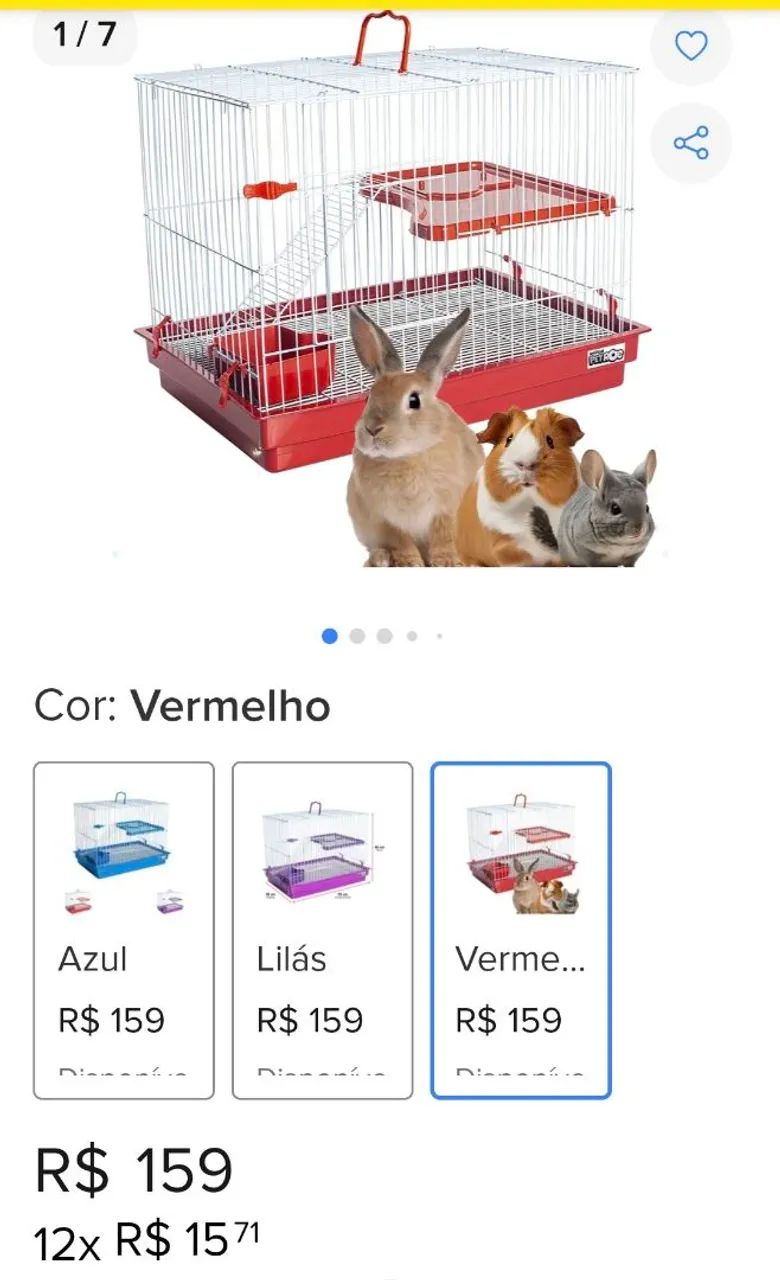 Gaiola e banheiro higiênico para coelho - Foto 6