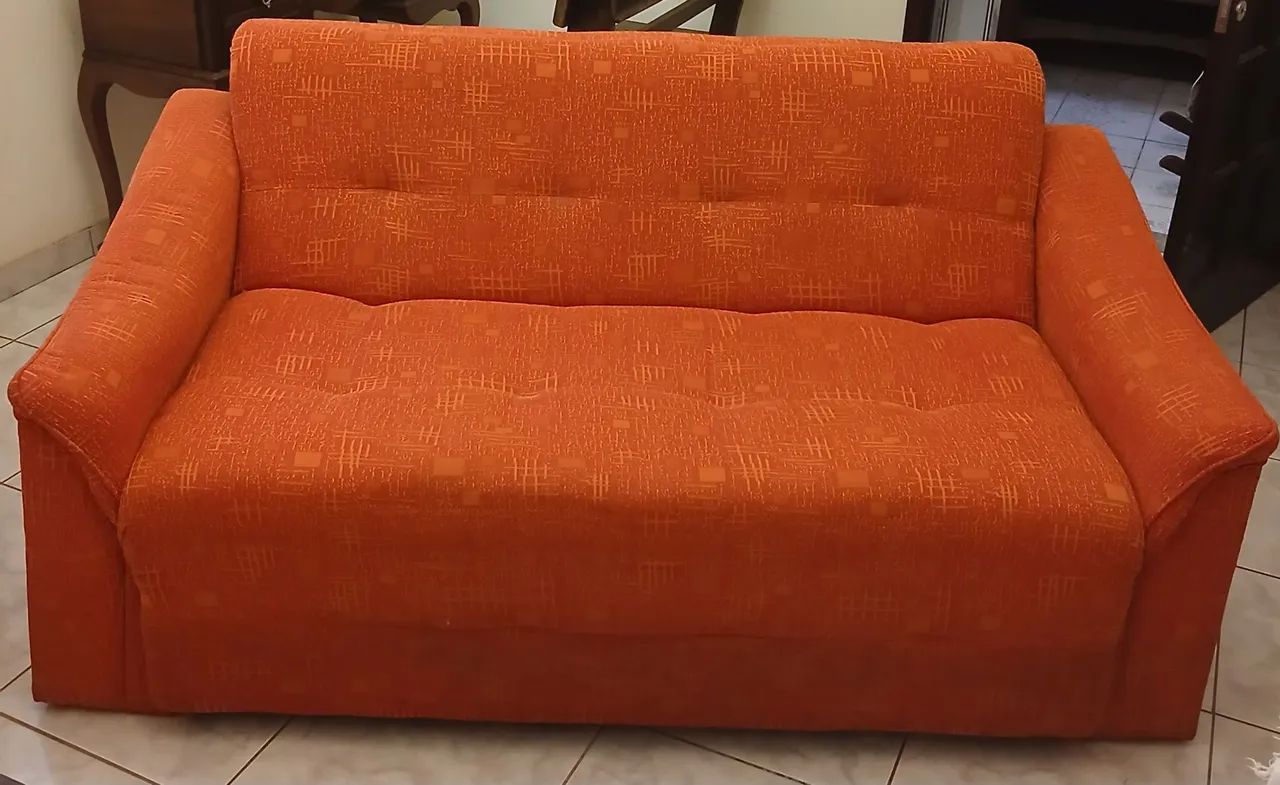 Sofá Cama Casal Laranja Terracota - Lindo e Muito Confortável