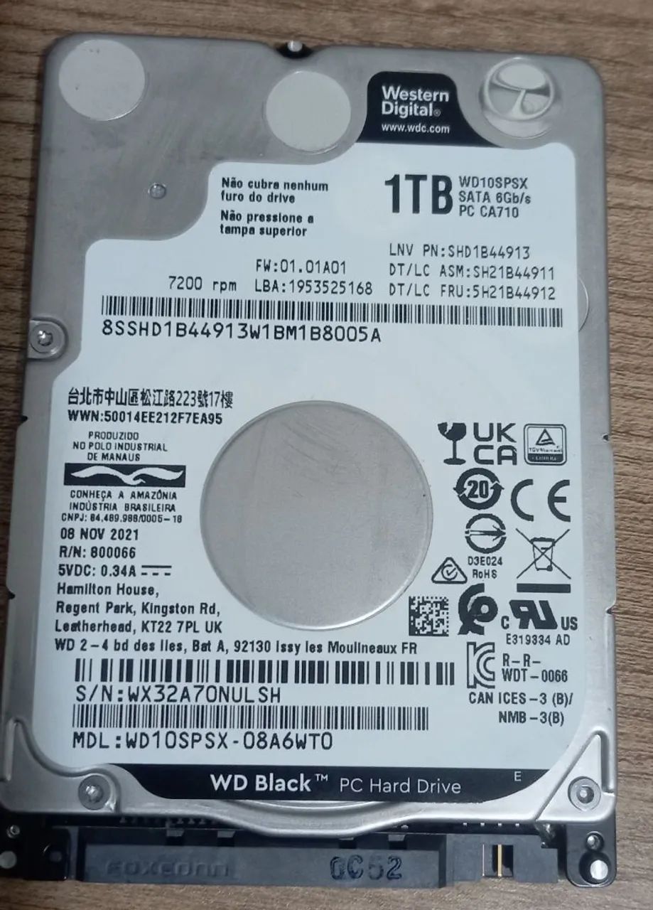 Hd 1 tera WD para notebook ou Playstation 