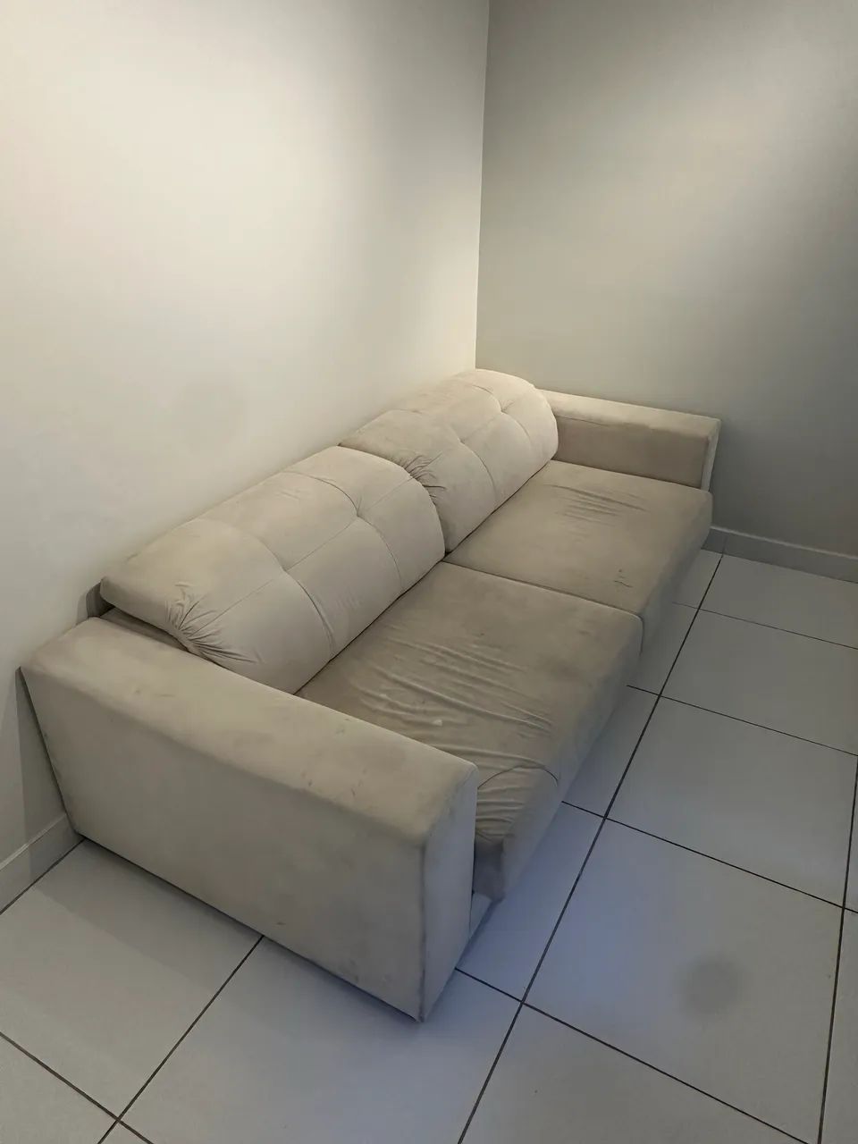 Sofá Cama - Tecido Marfim - Foto 2