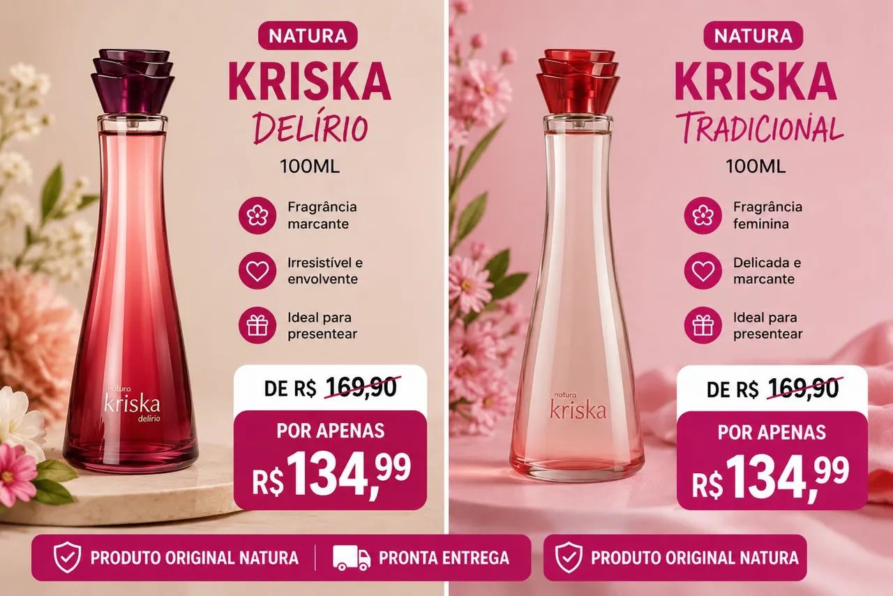 Perfumes Kriska Delírio e Kriska Tradicional 100ml Original
