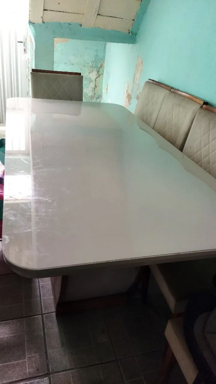 Mesa de 6 cadeiras com tampa de vidro.  - Foto 2