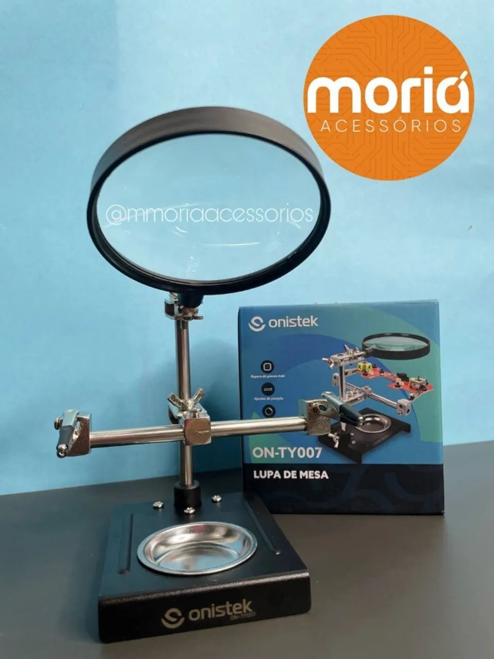 Lupa De Mesa Bancada Zoom 5x Lente Aumento Com Garras - Foto 3