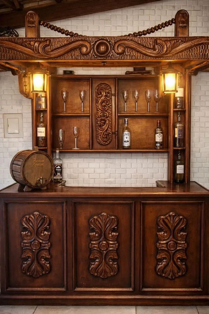 Sofás e bar clássicos em madeira de lei desenhadas - Foto 3