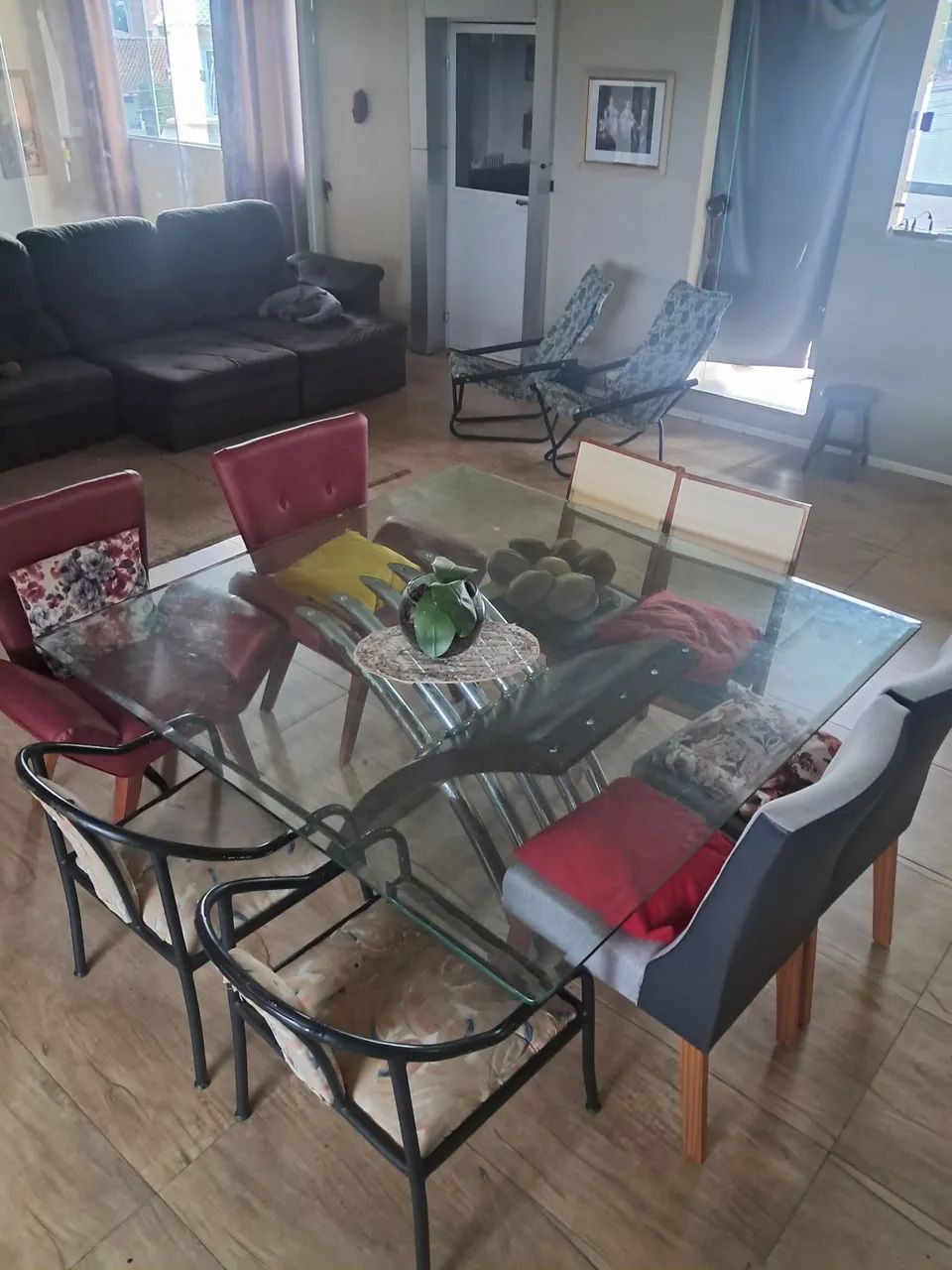 Mesa 8 Lugares, Base e Tampo Vidro