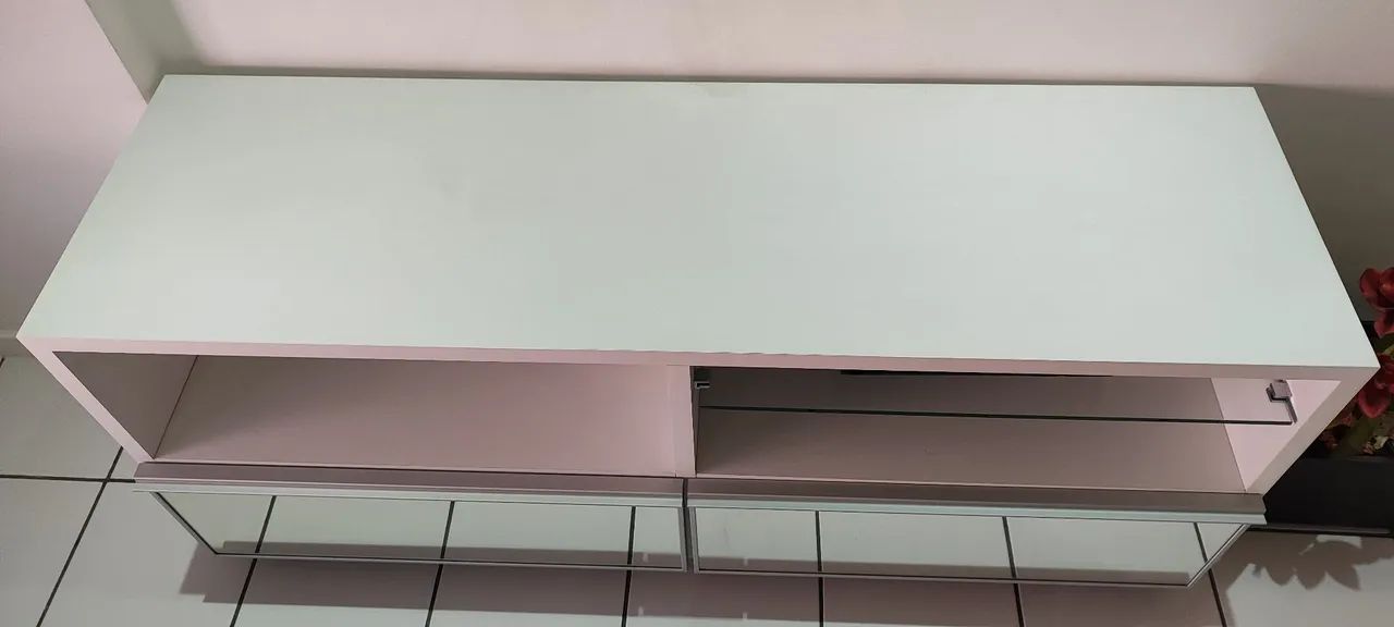 Rack MDF branco gaveta espelho - Foto 3