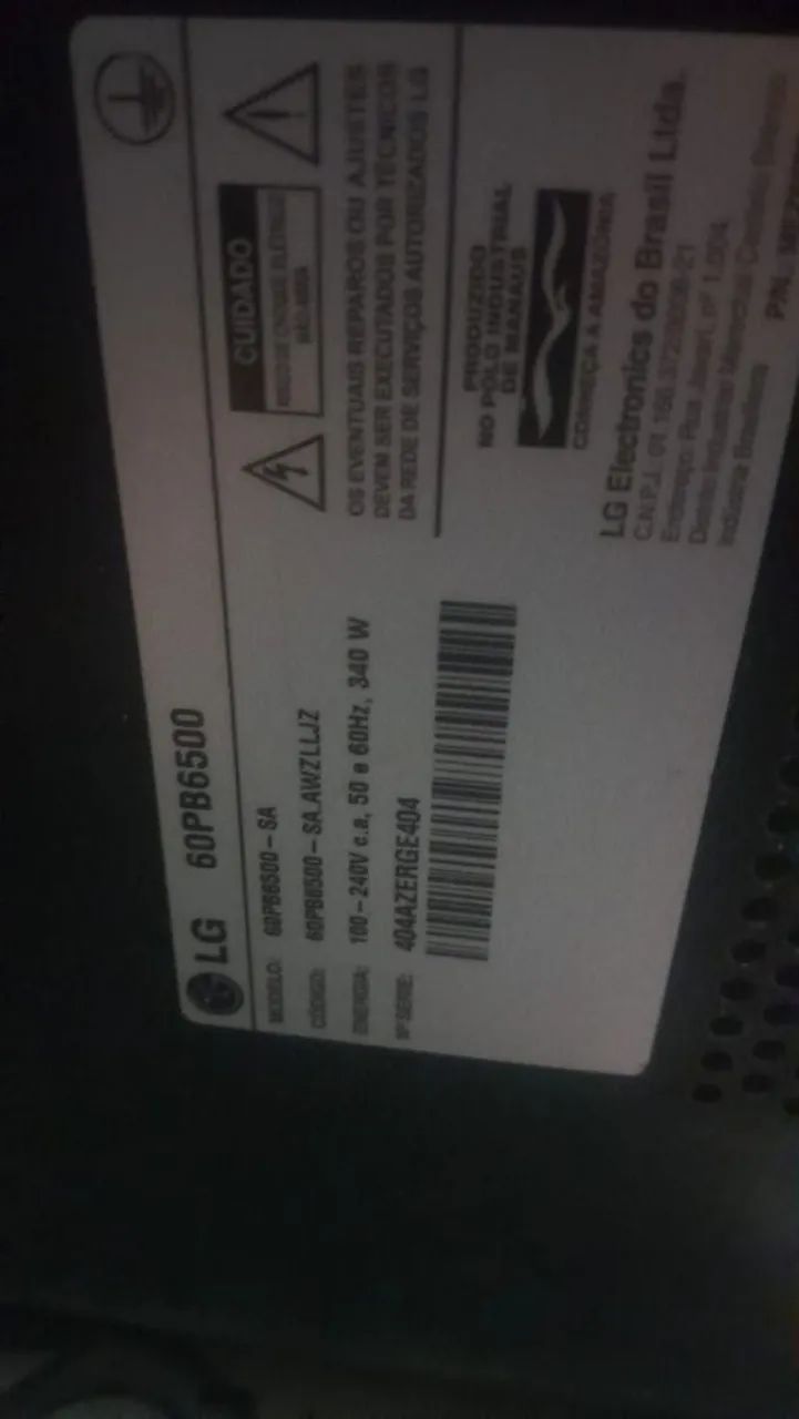 Vendo uma TV lg plasma de 60 polegadas 