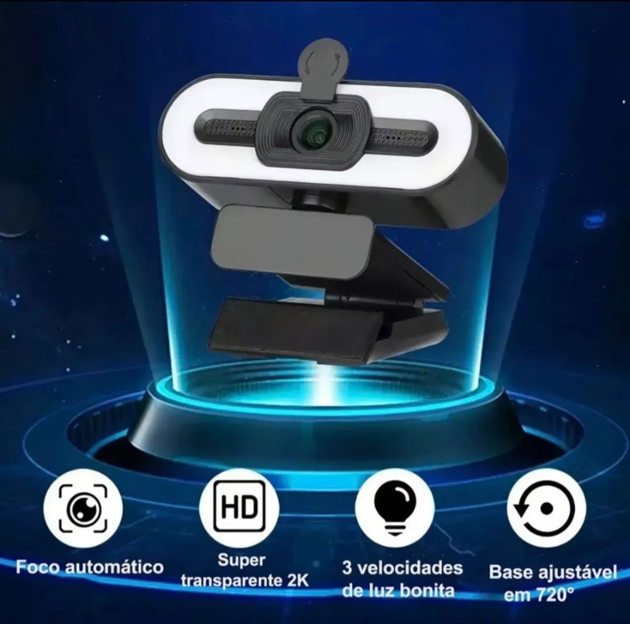 Webcam Full HD 1080p 4MP com Microfone e Luz Anelar  - Foto 2