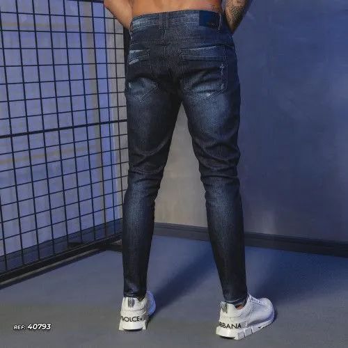 Calça masculina jeans destroyed - Foto 3