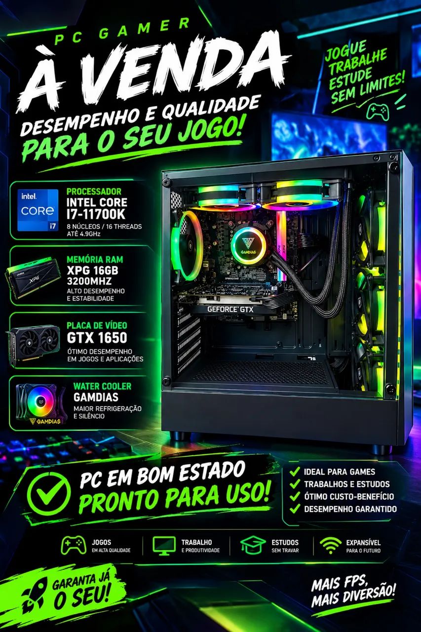 VENDO PC GAMER + MONITOR AOC 24 POLEGADAS 144Hz