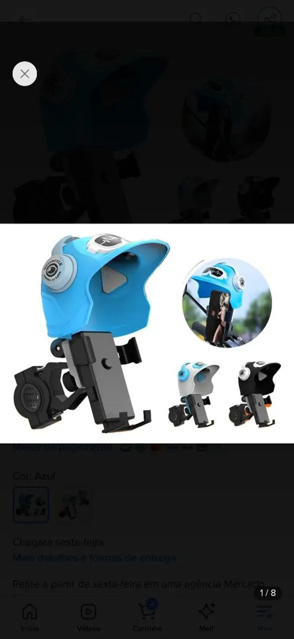 Suporte de moto para celular com mini capacete de proteção  - Foto 3