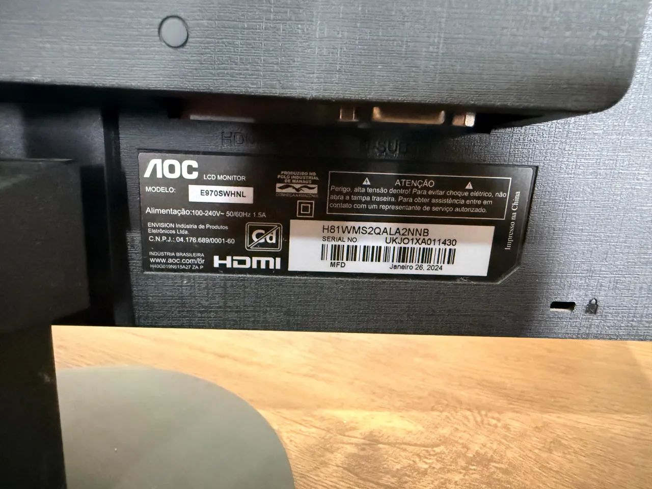 Monitor AOC 18,5 - LED HD HDMI/VGA - E970SWHNL - Foto 3