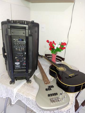 Contrabaixo Michael, violão Mênfis, caixa amplificada Power,iPhone 5 vendo esses itens! - Foto 4