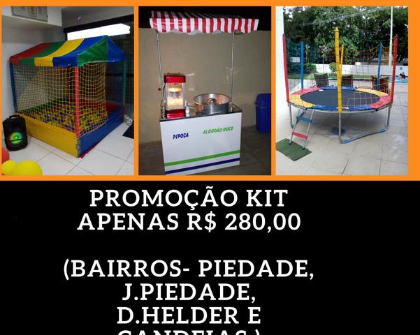 Pipoca, algodão doece, pula pula e piscina