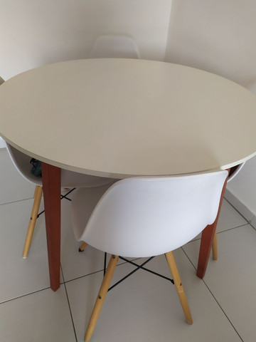 Mesa de Jantar Redonda Tóquio Branca e Mel - Foto 5