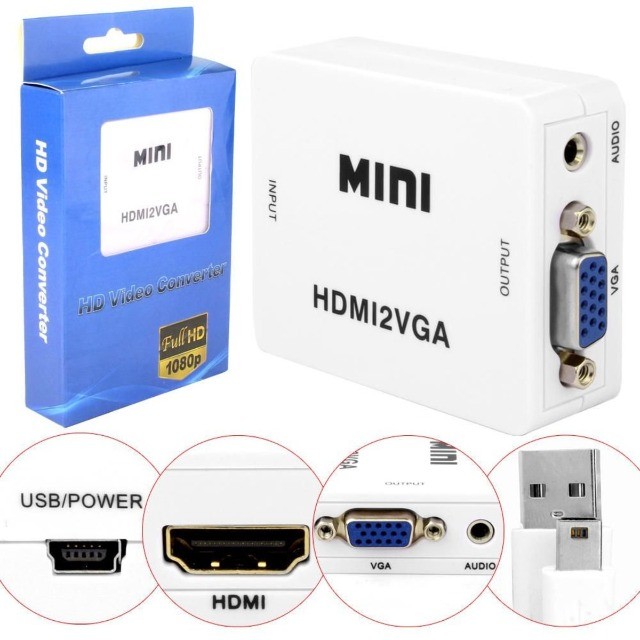 Conversor HDMI x vga c/ audio - mini 