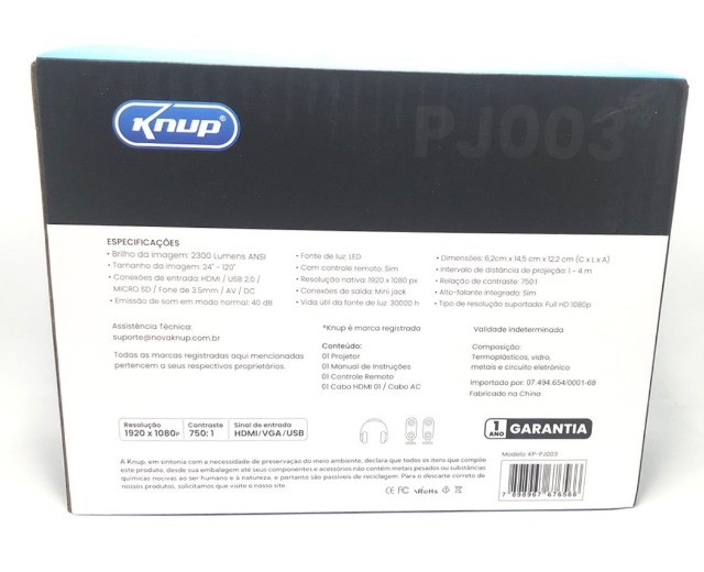 Projetor 2300 Lumens Led Full Hd 1080p Hdmi / Vga / USB / SD Knup KP-Pj003 Novo na Caixa - Foto 3