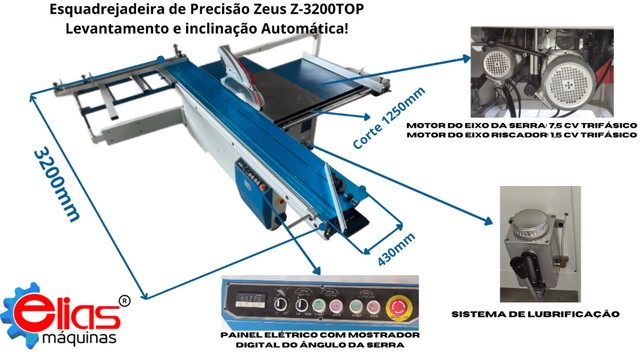 Esquadrejadeira de Precisão Zeus Z-3200TOP-Mesa 430mm-automática!
