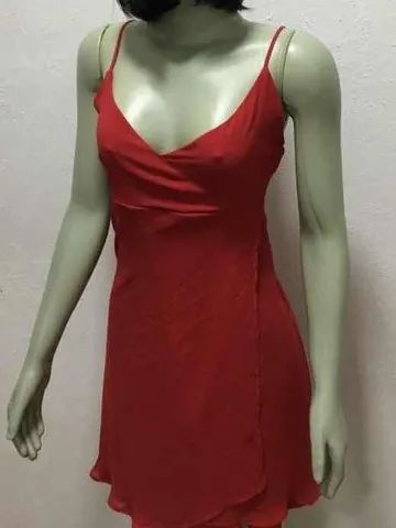 Vestido Casual Tamanho P Curto Vermelho Tomate Bom Estado - Foto 3
