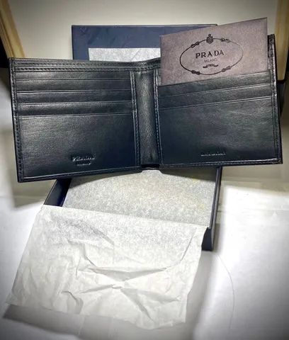 Prada Carteira masculina de couro texturizado preto - Foto 3