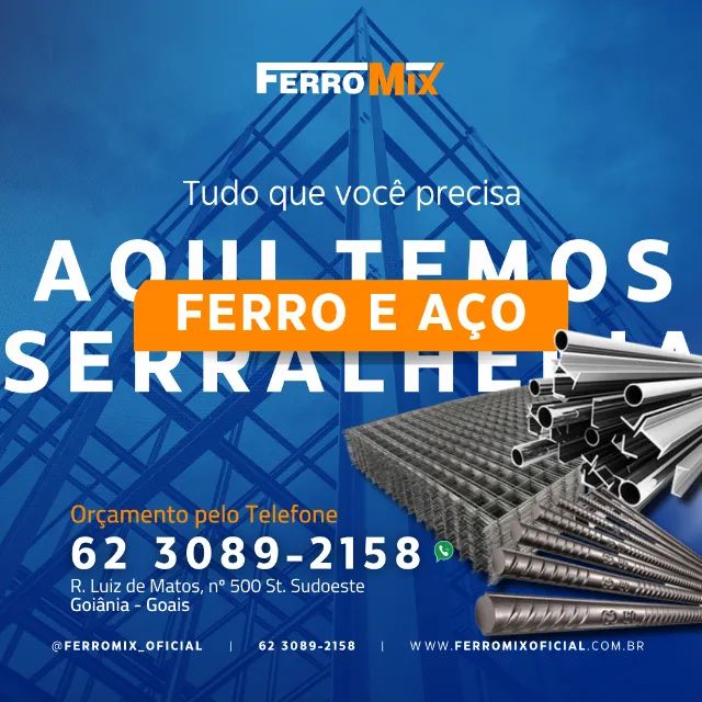Barras de Vergalhão | Colunas | Treliças | Malha pop | Arame | Cimento | Telhas - Entrega 