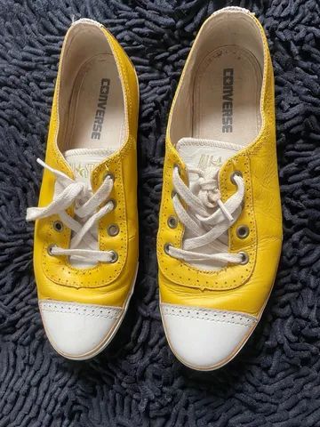 All star hot sale amarelo couro