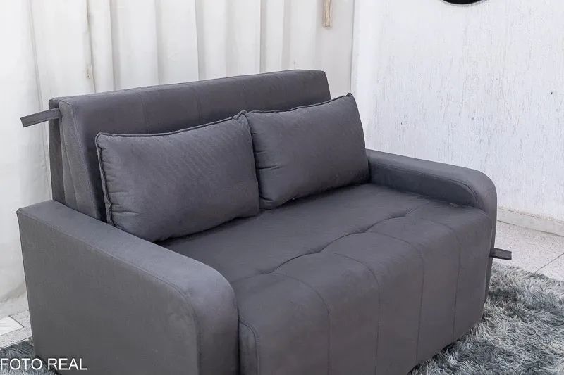 Sofá Cama Aurora Veludinho Cinza rf75 - Foto 4