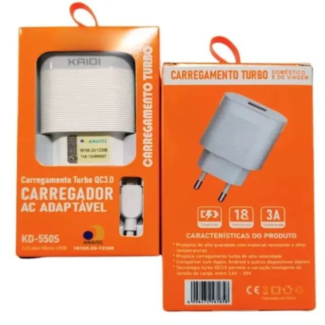 Carregador Celular Turbo Qc3.0. Carga rápida Kd-550A Compatível iPhone - Foto 2