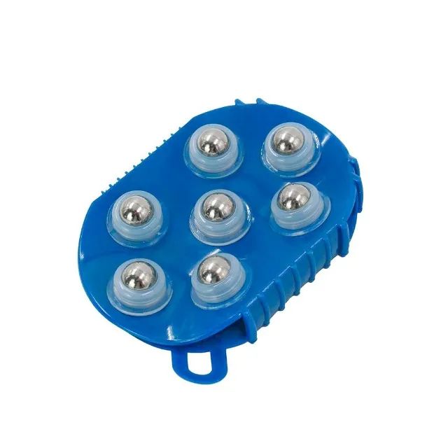Luva Massageadora Corporal Manual Com 7 Esferas Azul Ou Vermelha