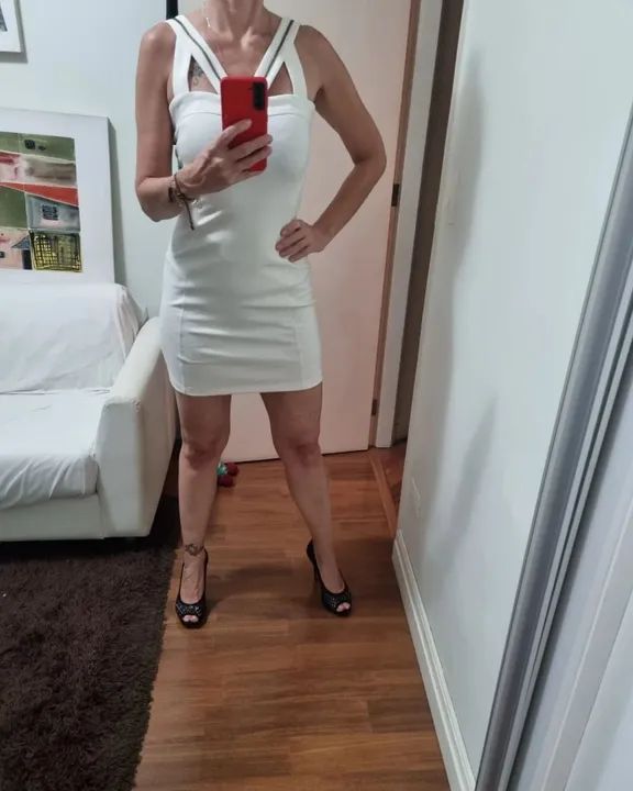 vestido novo calvin klein, p, com elastano, trouxe dos eua,cor off white - Foto 3