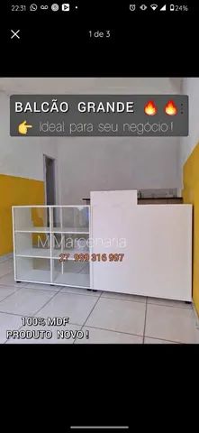 BALCÃO GRANDE COM  VITRINE  NOVO