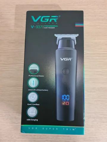 Máquina de Cortar Cabelo Nova Trimmer Profissional VGR 937 Sem Fio Turbo Display Digital