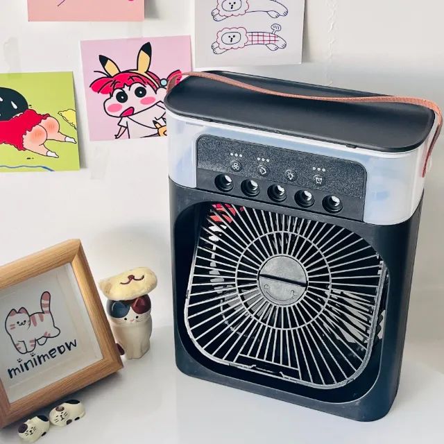 Mini Ar Condicionado Climatizador Umidificador Ventilador Agua E Gelo Com LED Portátil 600 - Foto 5