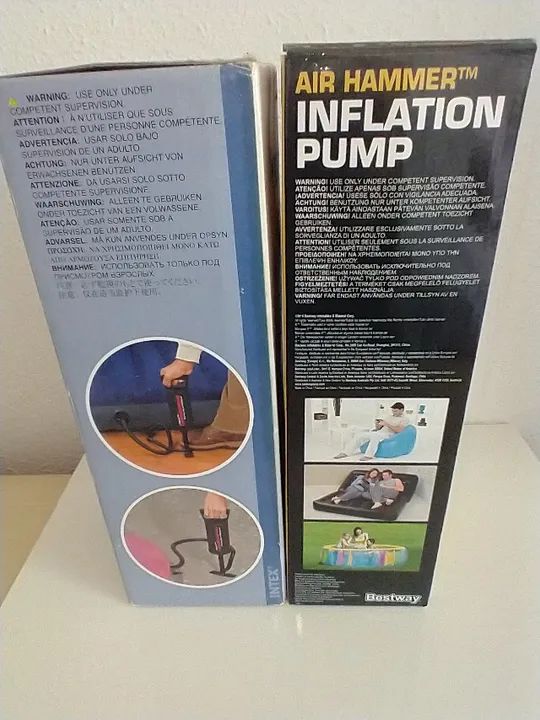 02 Bombas De Ar Manual Para Infláveis Bestway+Intex Portátil Cor Preto - Foto 3