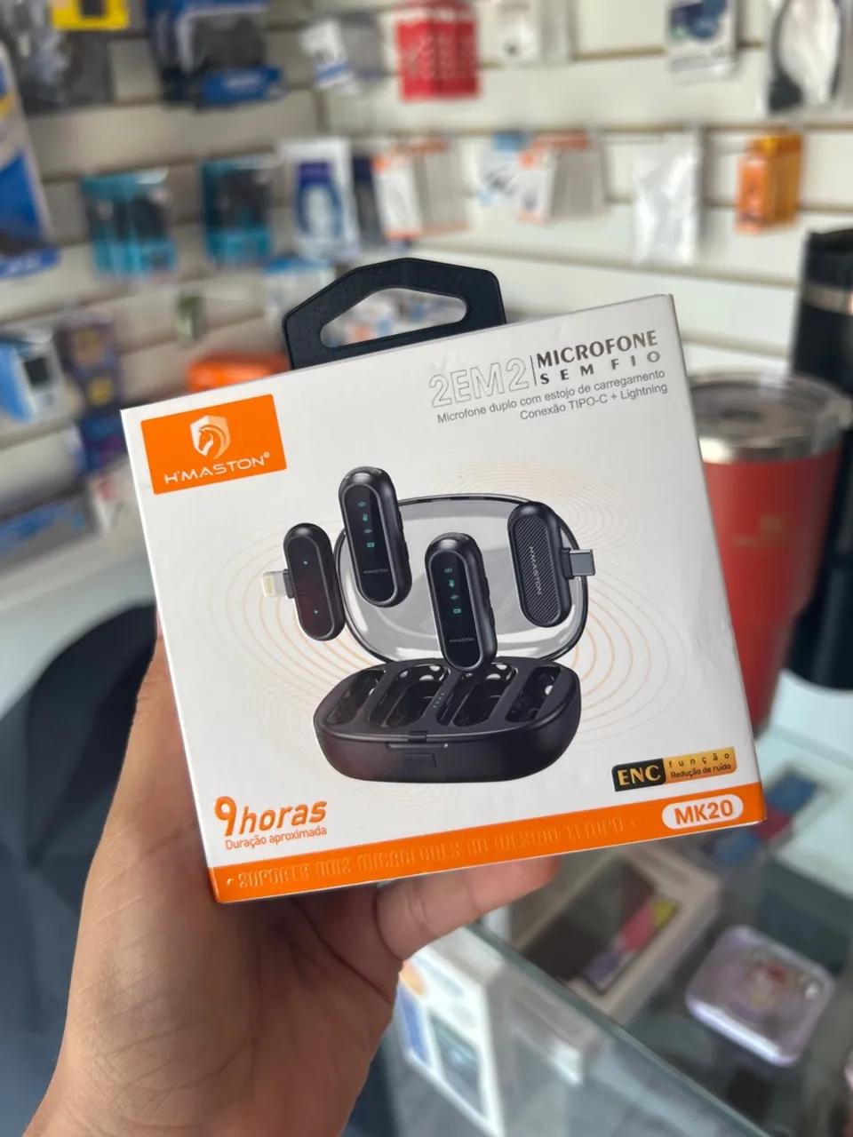 Microfone Duplo Sem Fio 2 em 1 com Estojo de Carregamento - H'MASTON
