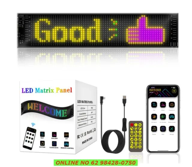 Painel Led Olho Tela Flexível 64x16cm Para Carros Caminhões